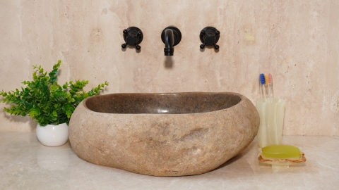Раковина для ванной Piedra M615 из речного камня  Gris ИНДОНЕЗИЯ 00504511615_2