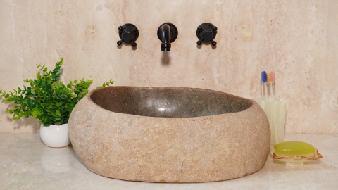 Раковина для ванной Piedra M615 из речного камня  Gris ИНДОНЕЗИЯ 00504511615_3