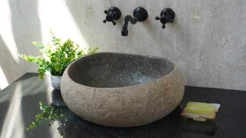 Мойка в ванную Piedra M617 из речного камня  Gris ИНДОНЕЗИЯ 00504511617_1