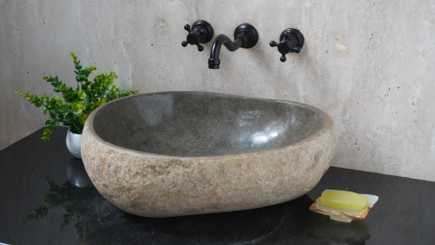 Раковина для ванной Piedra M628 из речного камня  Gris ИНДОНЕЗИЯ 00504511628_1