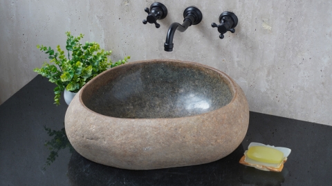 Раковина для ванной Piedra M630 из речного камня  Gris ИНДОНЕЗИЯ 00504511630_1
