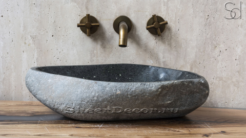 Раковина для ванной комнаты Piedra M105 из речного камня  Gris ИНДОНЕЗИЯ 00504511105_2