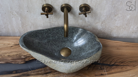 Раковина для ванной комнаты Piedra M110 из речного камня  Gris ИНДОНЕЗИЯ 00504511110_1