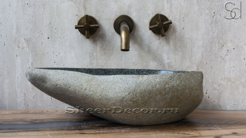 Раковина для ванной комнаты Piedra M110 из речного камня  Gris ИНДОНЕЗИЯ 00504511110_2
