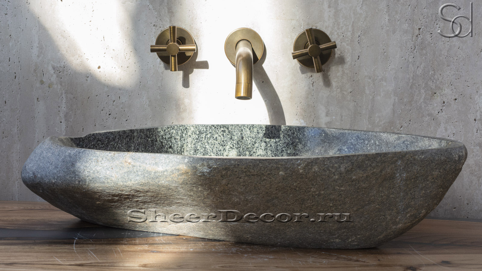Раковина для ванной комнаты Piedra M124 из речного камня  Gris ИНДОНЕЗИЯ 00504511124_2