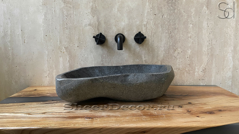 Раковина для ванной комнаты Piedra M243 из речного камня  Gris ИНДОНЕЗИЯ 00504511243_6