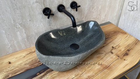 Раковина для ванной комнаты Piedra M255 из речного камня  Gris ИНДОНЕЗИЯ 00504511255_2