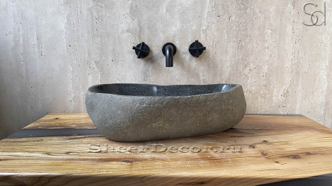 Раковина для ванной комнаты Piedra M255 из речного камня  Gris ИНДОНЕЗИЯ 00504511255_3