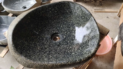 Раковина для ванной комнаты Piedra M256 из речного камня  Gris ИНДОНЕЗИЯ 00504511256_1
