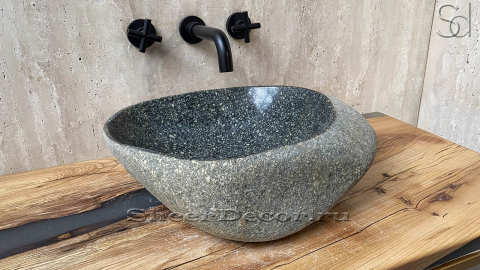 Раковина для ванной комнаты Piedra M256 из речного камня  Gris ИНДОНЕЗИЯ 00504511256_5
