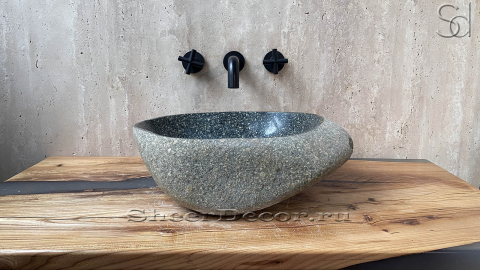 Раковина для ванной комнаты Piedra M256 из речного камня  Gris ИНДОНЕЗИЯ 00504511256_6