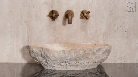 Мраморная раковина Piedra из бежевого камня Jura Beige ТУРЦИЯ 00506231132 для ванной комнаты_5
