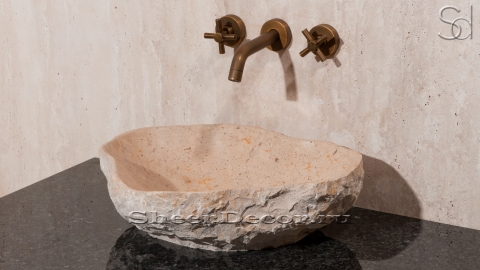 Мраморная раковина природной формы Piedra из бежевого камня Jura Beige колотая_4