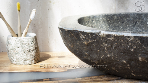 Раковина для ванной комнаты Piedra M204 из речного камня  Lima ИНДОНЕЗИЯ 00542511204_5
