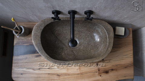 Раковина для ванной комнаты Piedra M206 из речного камня  Lima ИНДОНЕЗИЯ 00542511206_3