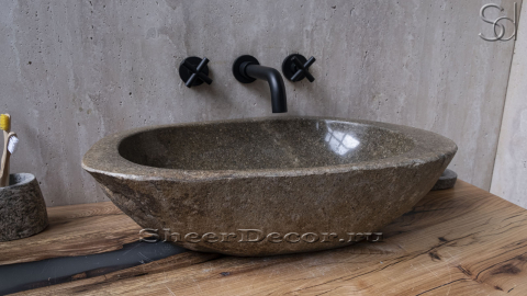 Раковина для ванной комнаты Piedra M206 из речного камня  Lima ИНДОНЕЗИЯ 00542511206_4