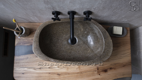 Раковина для ванной комнаты Piedra M206 из речного камня  Lima ИНДОНЕЗИЯ 00542511206_6