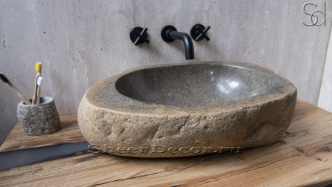 Раковина для ванной комнаты Piedra M207 из речного камня  Lima ИНДОНЕЗИЯ 00542511207_1