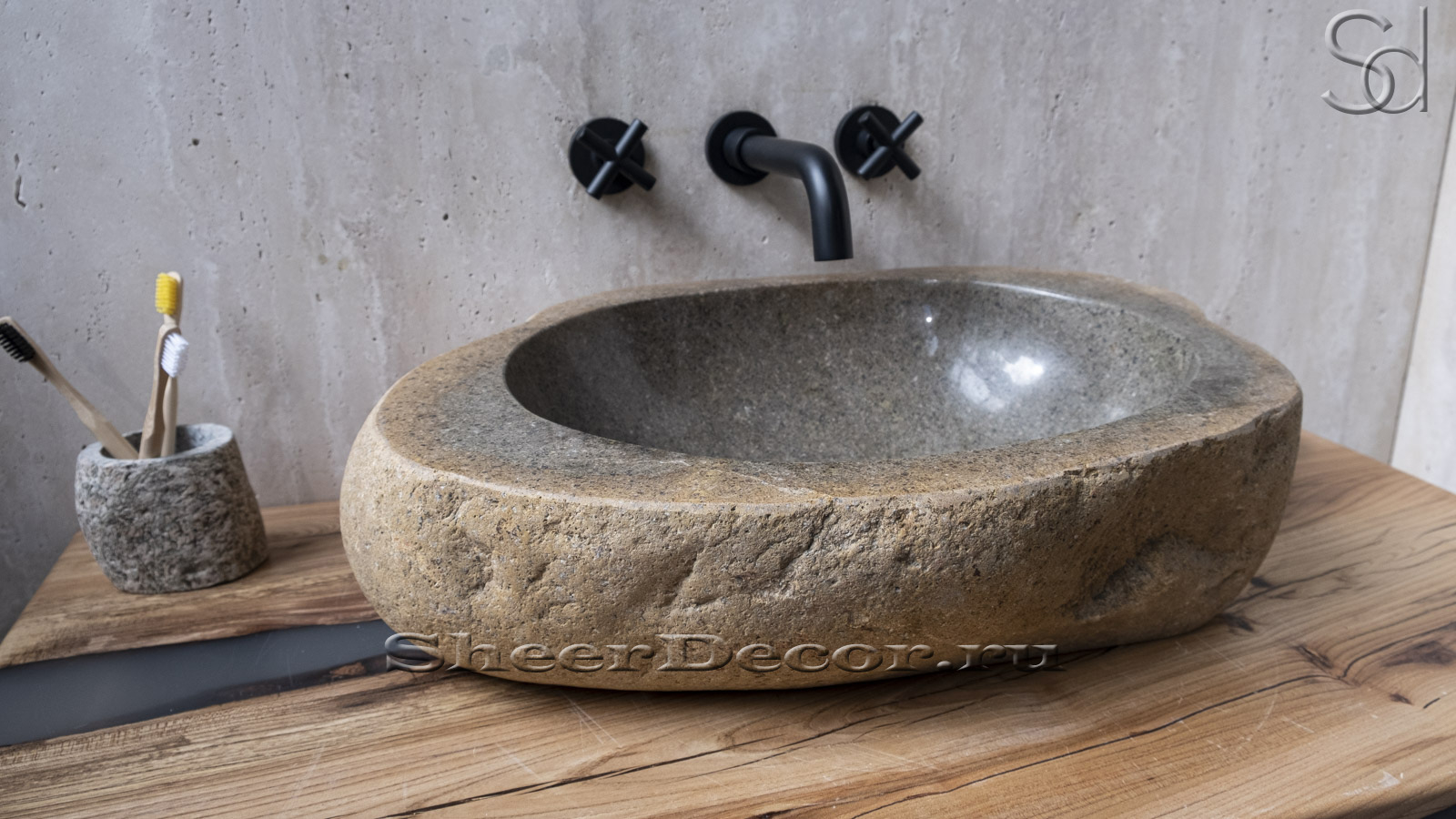 Раковина для ванной комнаты Piedra M207 из речного камня  Lima ИНДОНЕЗИЯ 00542511207_7