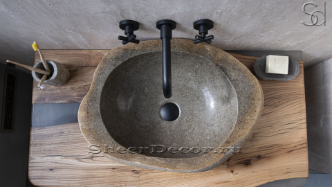 Раковина для ванной комнаты Piedra M207 из речного камня  Lima ИНДОНЕЗИЯ 00542511207_6