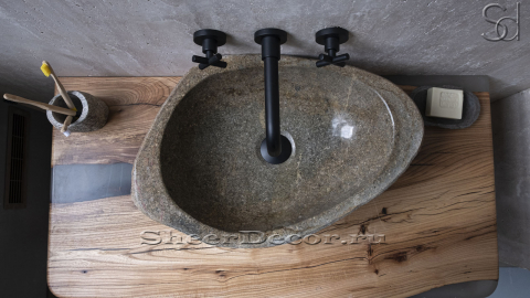 Раковина для ванной комнаты Piedra M208 из речного камня  Lima ИНДОНЕЗИЯ 00542511208_3