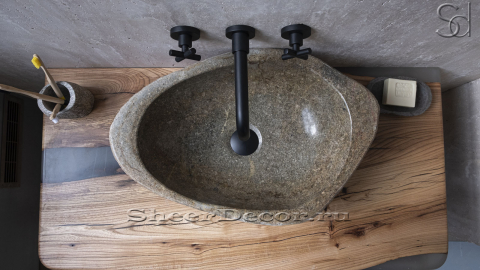 Раковина для ванной комнаты Piedra M208 из речного камня  Lima ИНДОНЕЗИЯ 00542511208_6