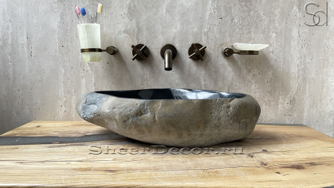Мойка в ванную Piedra M317 из речного камня  Negro ИНДОНЕЗИЯ 00506911317_2