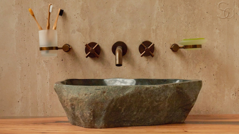 Мойка в ванную Piedra M274 из речного камня  Negro ИНДОНЕЗИЯ 00506911274_2