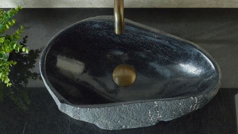 Раковина для ванной Piedra M353 из речного камня  Negro ИНДОНЕЗИЯ 00506911353_5