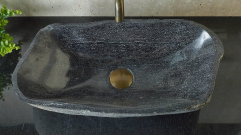 Мойка в ванную Piedra M545 из речного камня  Negro ИНДОНЕЗИЯ 00506911545_3
