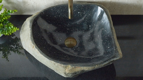 Мойка в ванную Piedra M547 из речного камня  Negro ИНДОНЕЗИЯ 00506911547_3