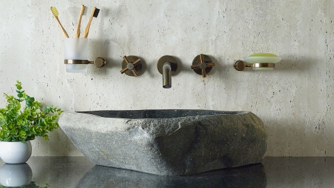 Мойка в ванную Piedra M547 из речного камня  Negro ИНДОНЕЗИЯ 00506911547_4
