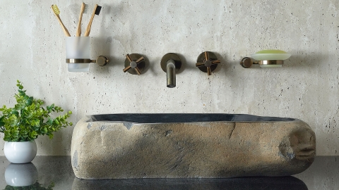 Мойка в ванную Piedra M565 из речного камня  Negro ИНДОНЕЗИЯ 00506911565_1