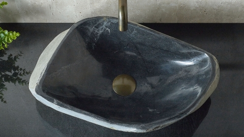 Раковина для ванной Piedra M566 из речного камня  Negro ИНДОНЕЗИЯ 00506911566_3