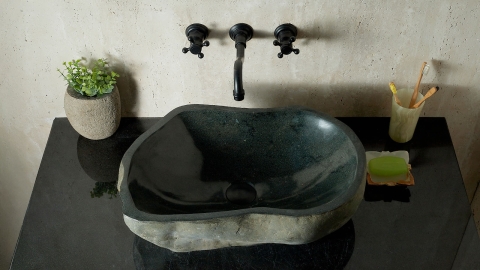 Мойка в ванную Piedra M355 из речного камня  Negro ИНДОНЕЗИЯ 00506911355_3