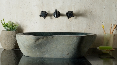 Мойка в ванную Piedra M355 из речного камня  Negro ИНДОНЕЗИЯ 00506911355_5