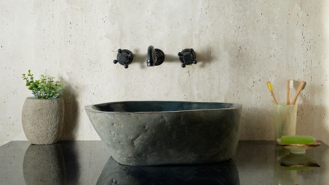 Раковина для ванной Piedra M369 из речного камня  Negro ИНДОНЕЗИЯ 00506911369_1