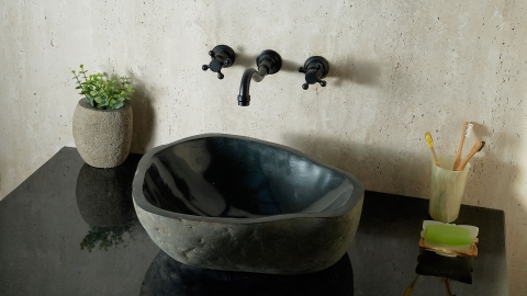 Раковина для ванной Piedra M369 из речного камня  Negro ИНДОНЕЗИЯ 00506911369_2
