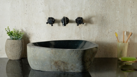 Раковина для ванной Piedra M369 из речного камня  Negro ИНДОНЕЗИЯ 00506911369_4