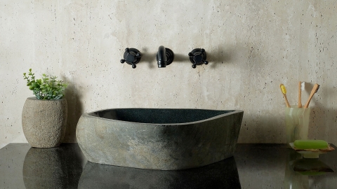 Мойка в ванную Piedra M370 из речного камня  Negro ИНДОНЕЗИЯ 00506911370_1
