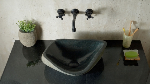 Мойка в ванную Piedra M370 из речного камня  Negro ИНДОНЕЗИЯ 00506911370_3