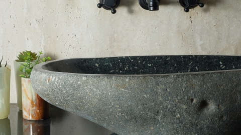 Мойка в ванную Piedra M372 из речного камня  Negro ИНДОНЕЗИЯ 00506911372_4