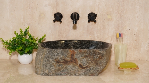 Раковина для ванной Piedra M373 из речного камня  Negro ИНДОНЕЗИЯ 00506911373_3