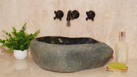 Мойка в ванную Piedra M374 из речного камня  Negro ИНДОНЕЗИЯ 00506911374_1