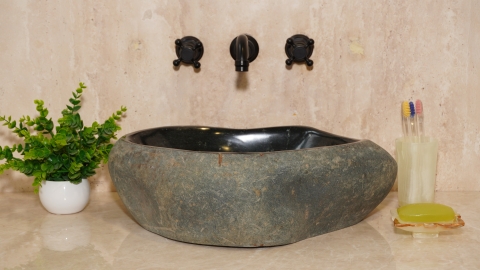 Мойка в ванную Piedra M374 из речного камня  Negro ИНДОНЕЗИЯ 00506911374_2