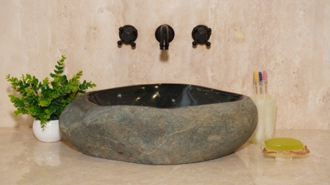 Мойка в ванную Piedra M374 из речного камня  Negro ИНДОНЕЗИЯ 00506911374_3