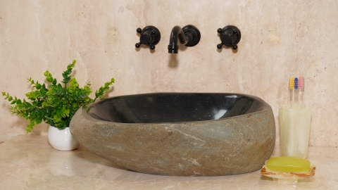 Раковина для ванной Piedra M361 из речного камня  Negro ИНДОНЕЗИЯ 00506911361_1