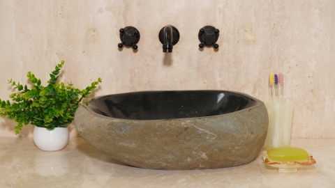 Раковина для ванной Piedra M361 из речного камня  Negro ИНДОНЕЗИЯ 00506911361_2