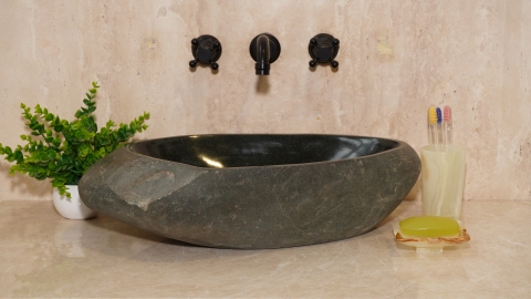 Мойка в ванную Piedra M375 из речного камня  Negro ИНДОНЕЗИЯ 00506911375_2