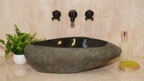 Мойка в ванную Piedra M375 из речного камня  Negro ИНДОНЕЗИЯ 00506911375_3